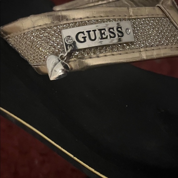 Guess Women's Black and Gold Sandals - Picture 8 of 9